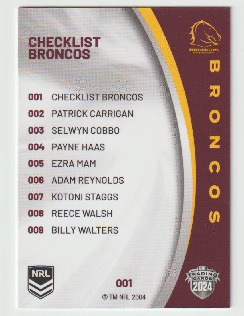 001 BRONCOS CHECKLIST