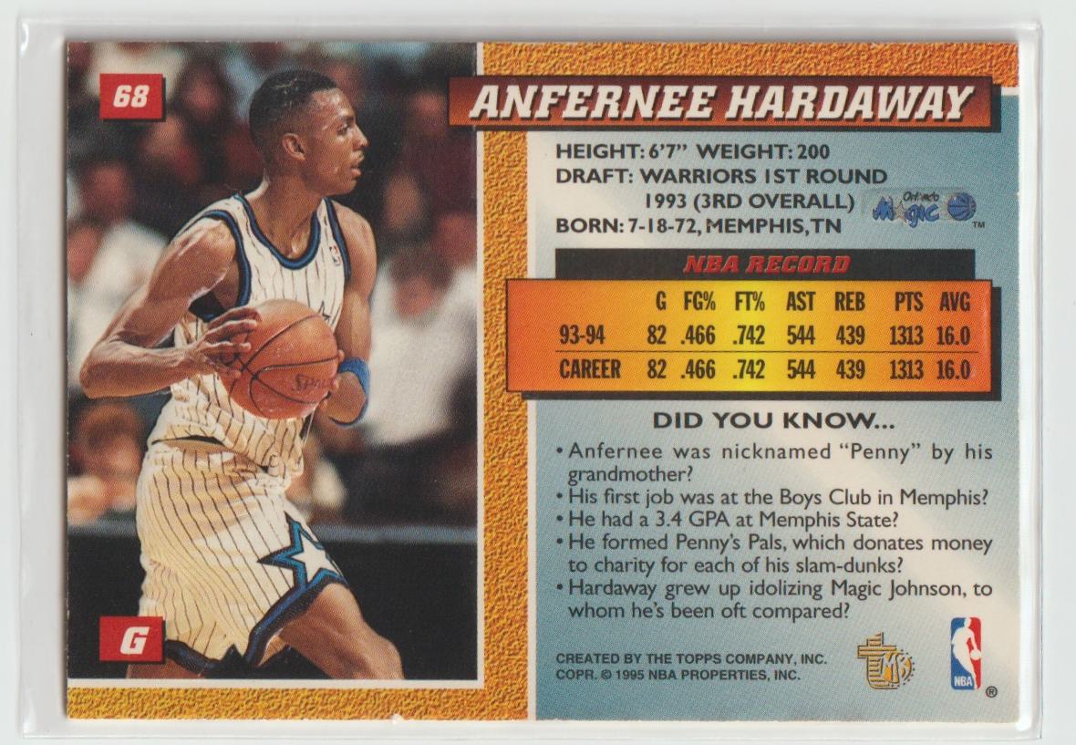 068 Anfernee Hardaway Orlando Magic Gold