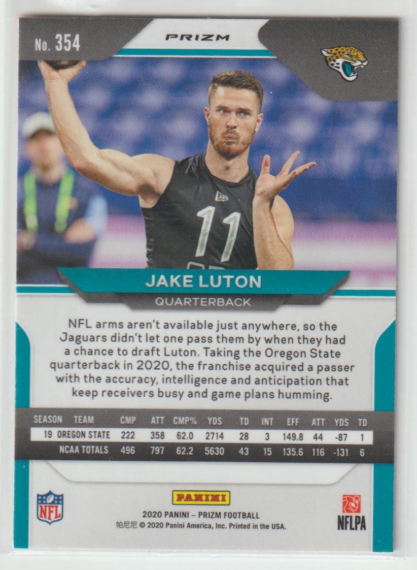 354 Jake Luton Jacksonville Jaguars Orange Laser