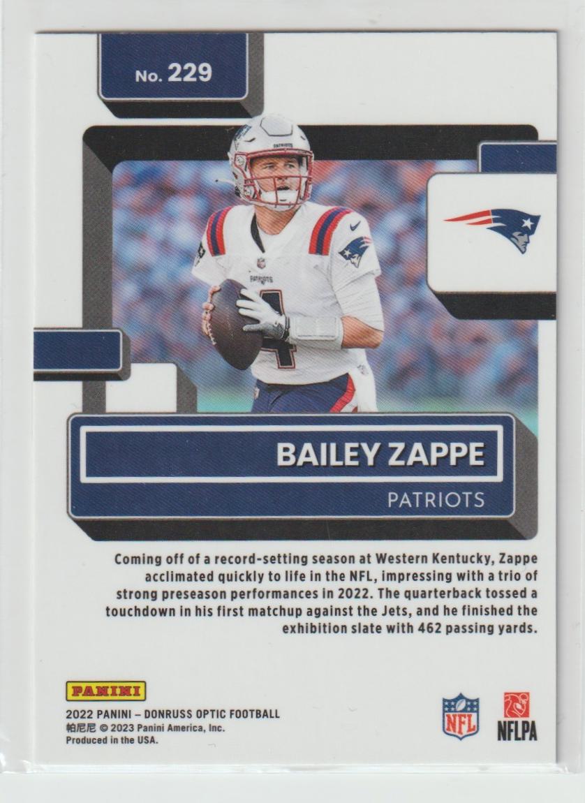 229 Bailey Zappe - New England Patriots