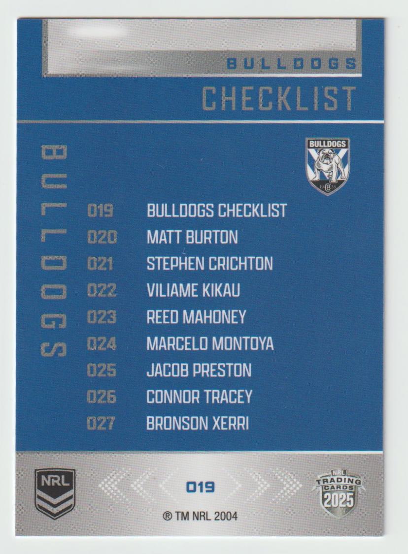 019 BULLDOGS CHECKLIST