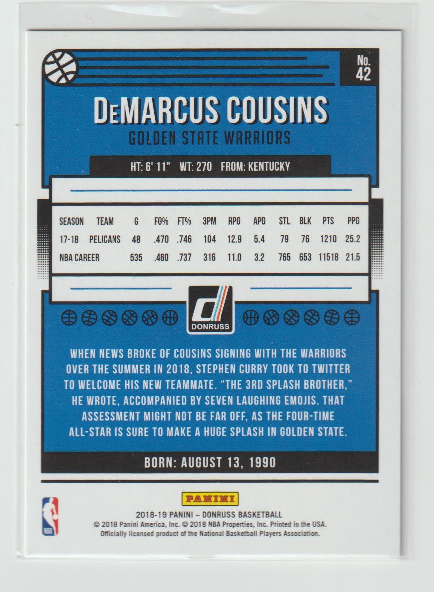 042 DeMarcus Cousins Golden State Warriors Holo Yellow Laser 18/25