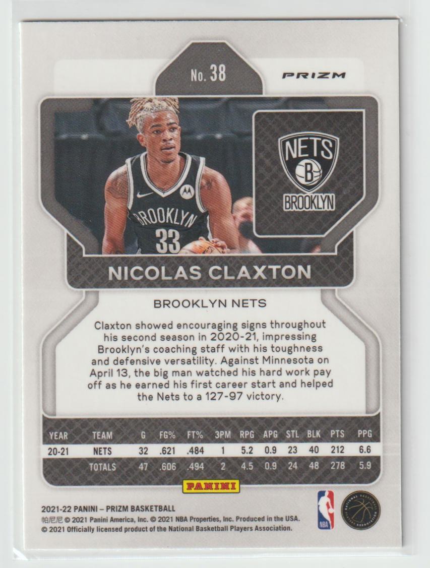 038 Nicolas Claxton - Brooklyn Nets Green Prizm