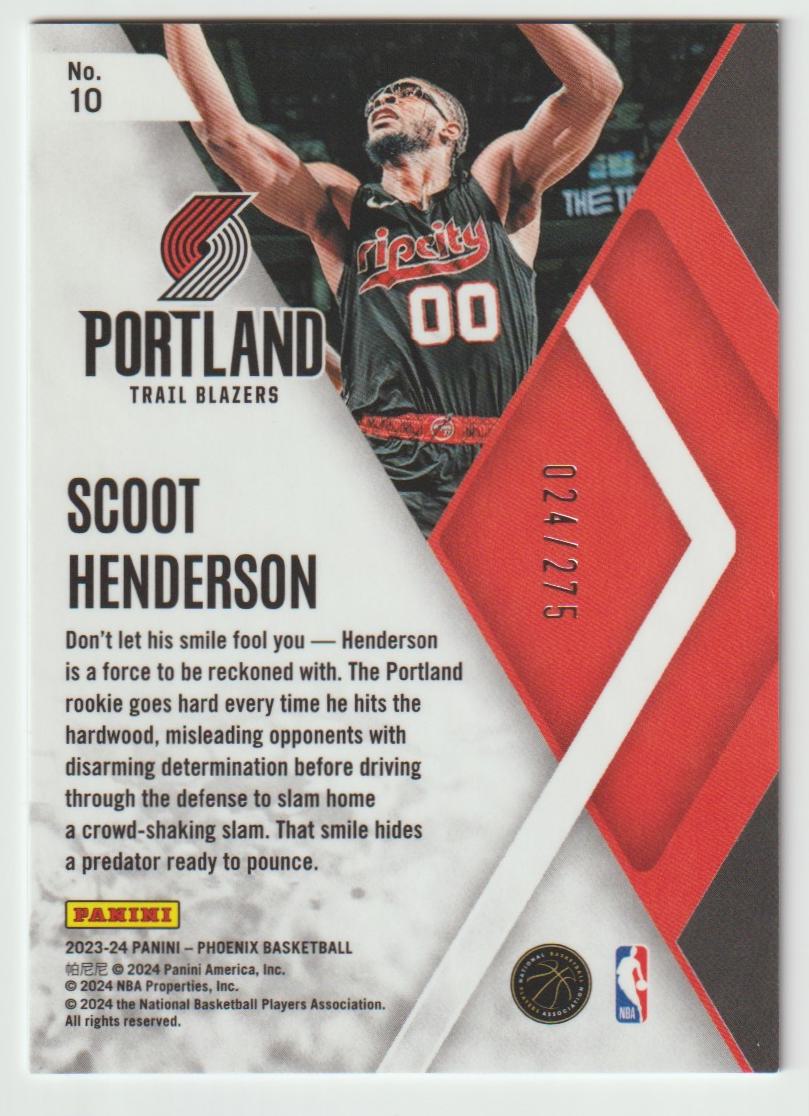 Instant Phenom 010 Scoot Henderson, Portland Trail Blazers Blue Laser 24/275