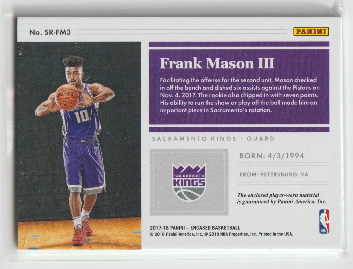 Substantial Swatches Rookie SR-FM3 Frank Mason III Sacramento Kings 59/99