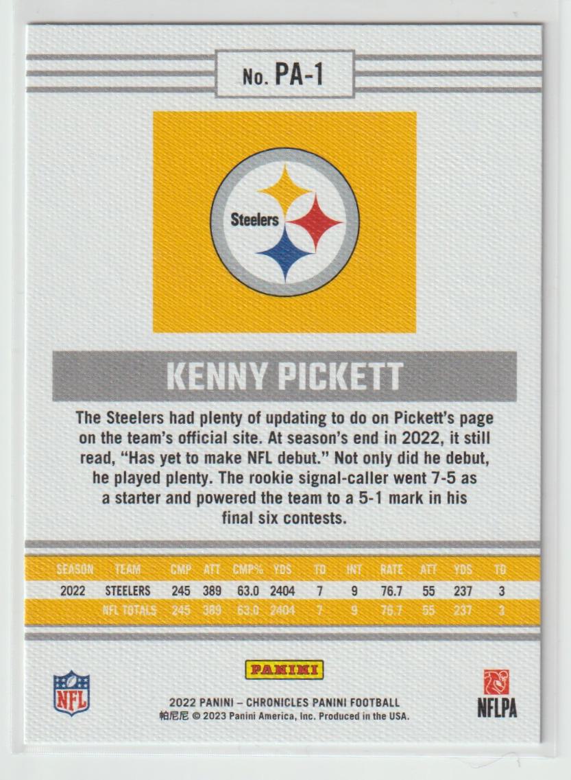 Panini PA-1 Kenny Pickett - Pittsburgh Steelers