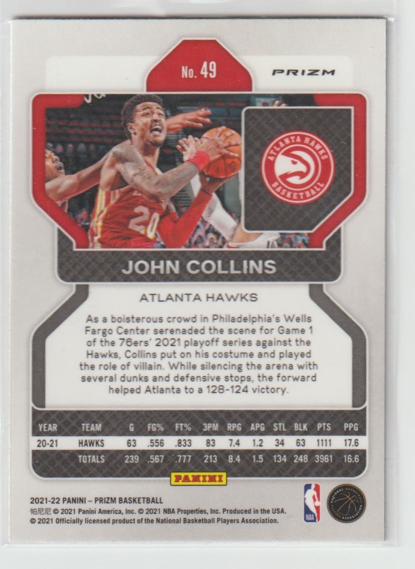 049 John Collins - Atlanta Hawks Purple Wave Prizm