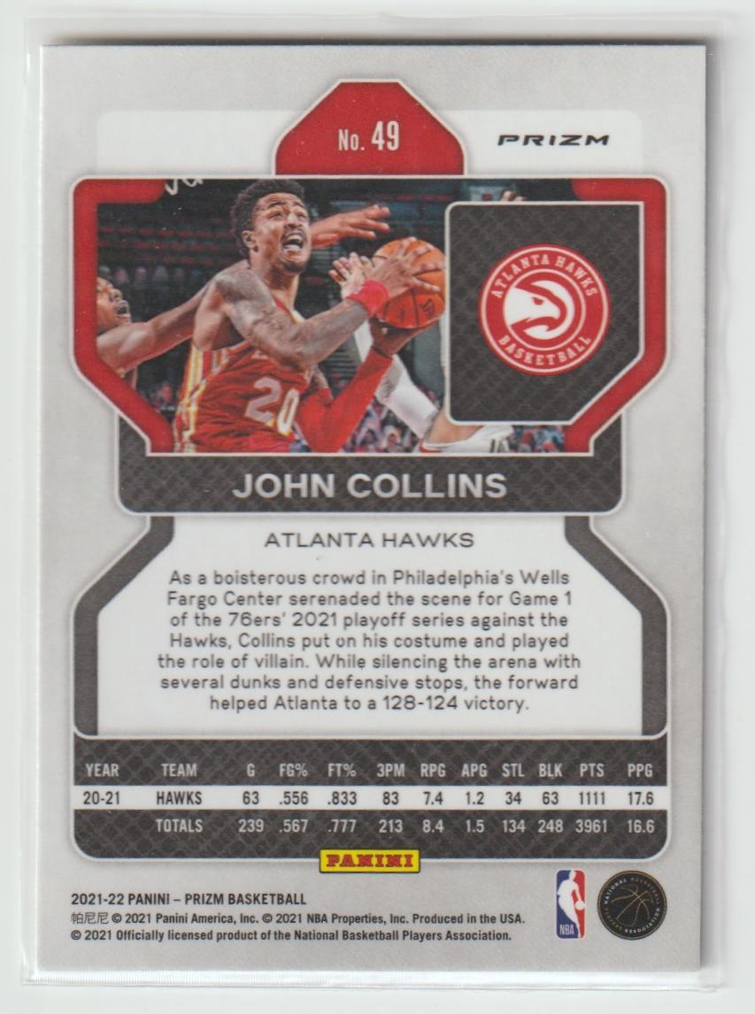 049 John Collins - Atlanta Hawks Silver Prizm