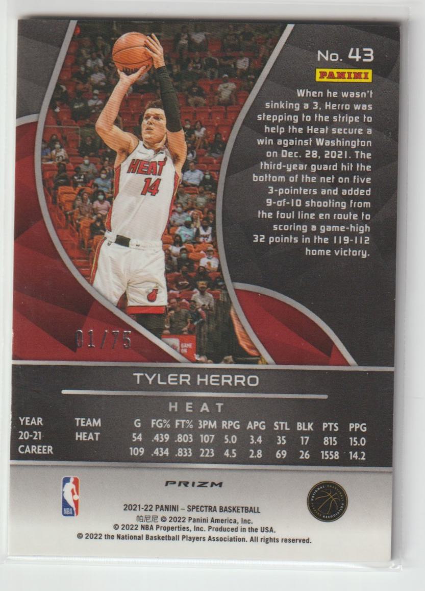 043 Tyler Herro Miami Heat Red/Yellow/Green Asia 1/75