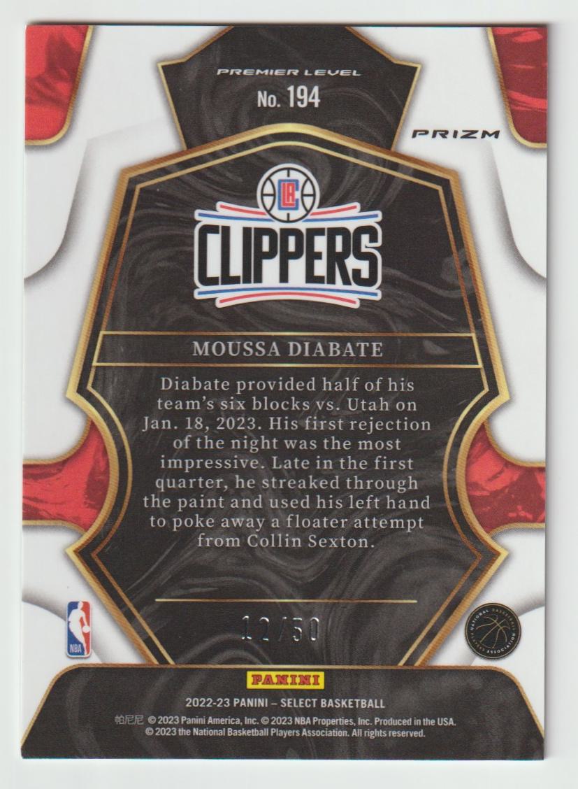 194 Moussa Diabate LA Clippers Green Wave 12/50