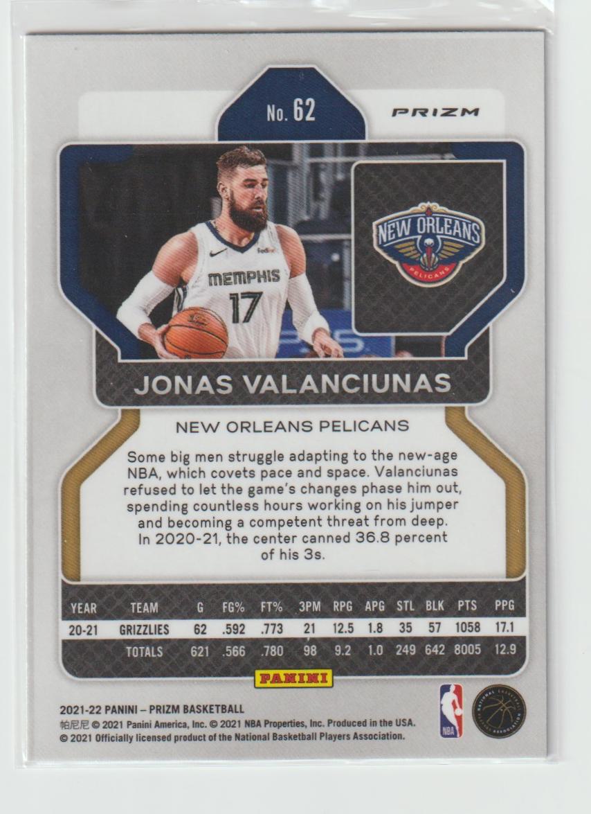062 Jonas Valanciunas - New Orleans Pelicans Green Prizm