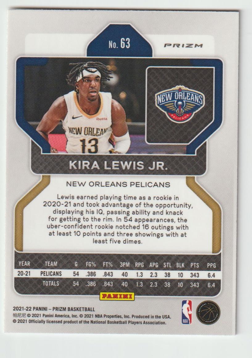 063 Kira Lewis Jr. - New Orleans Pelicans Silver Prizm