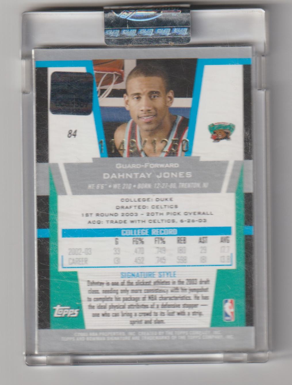 084 Dahntay Jones Memphis Grizzlies 1149/1250