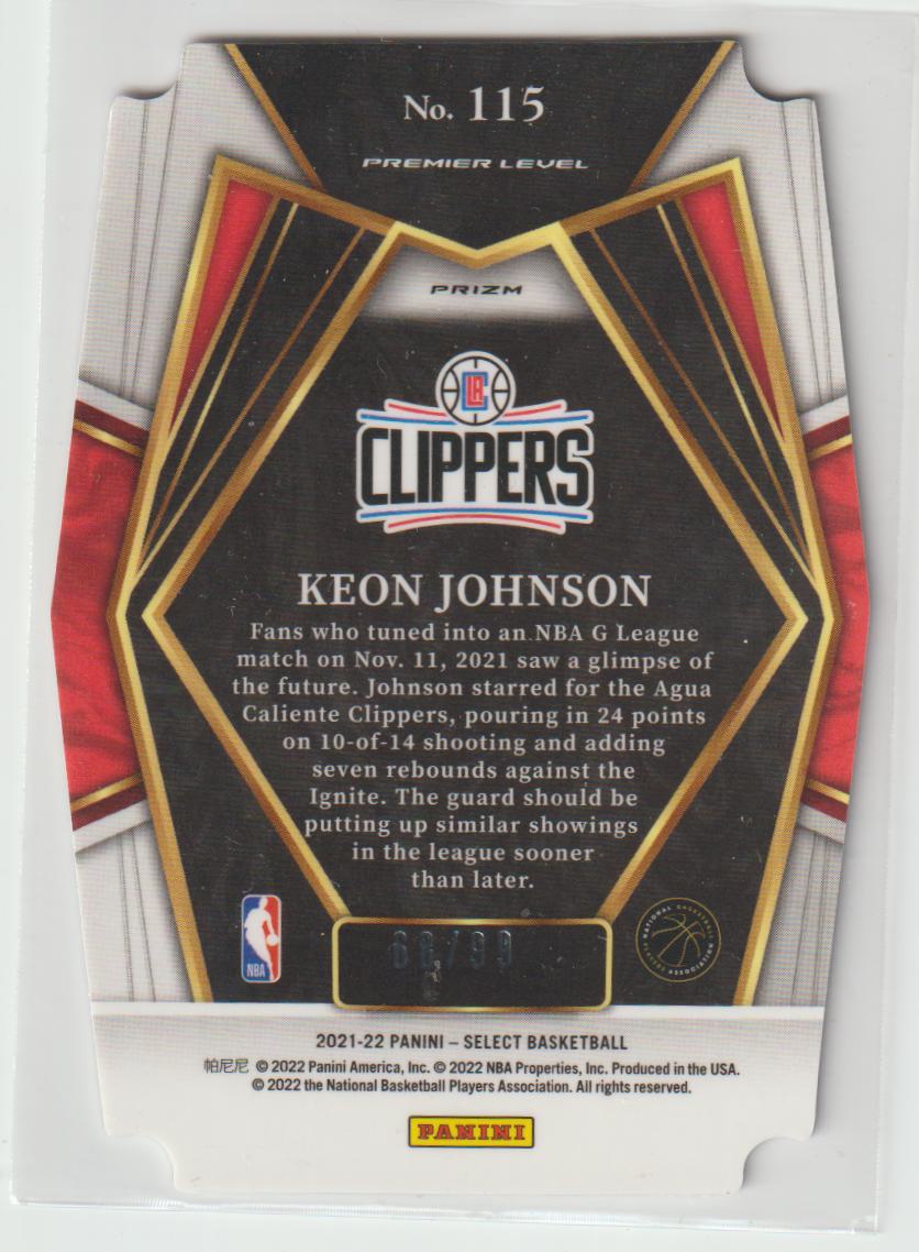115 Keon Johnson - Los Angeles Clippers Purple Die-cut 68/99