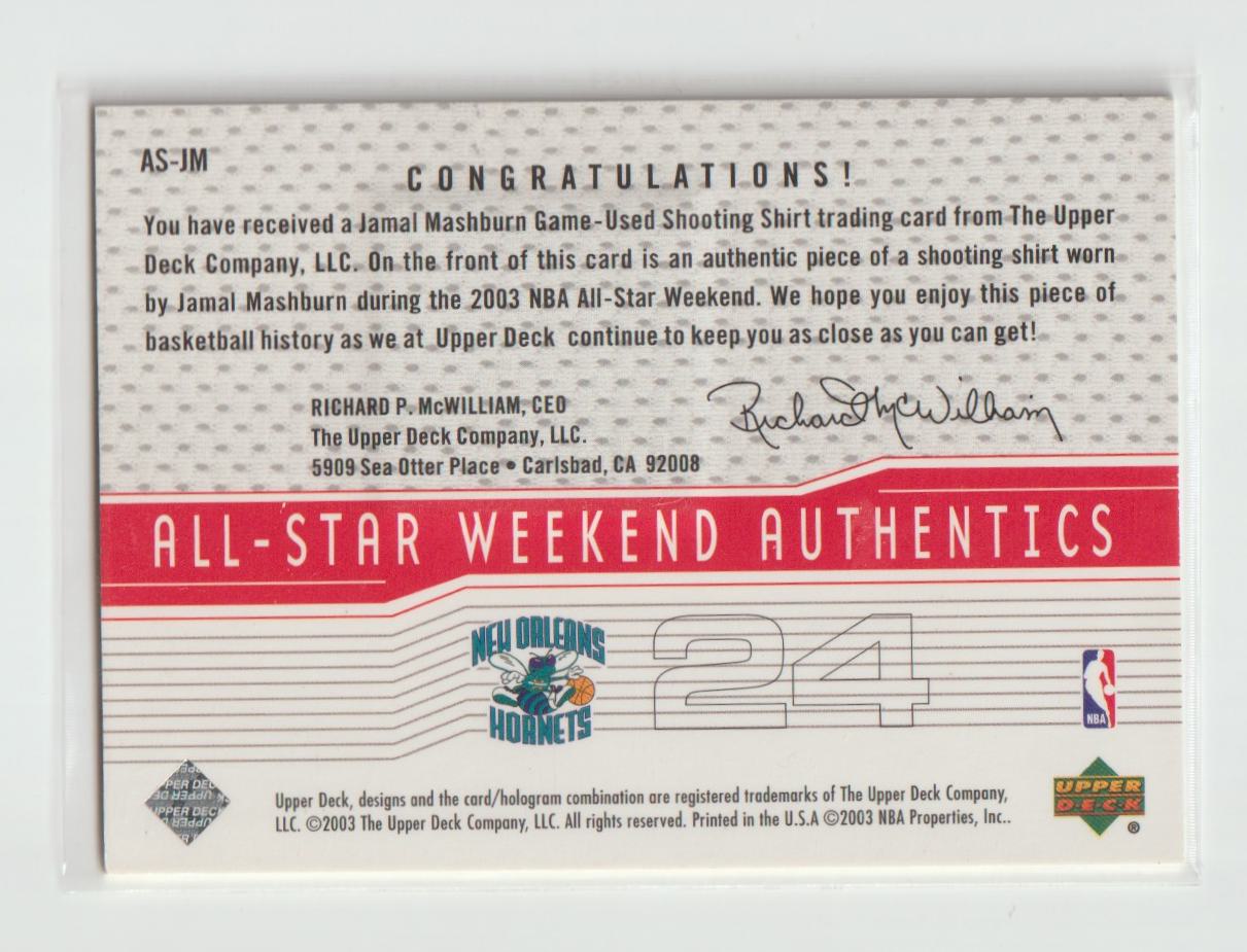 All Star Weekend Authentics AS-JM Jamal Mashburn New Orleans Hornets