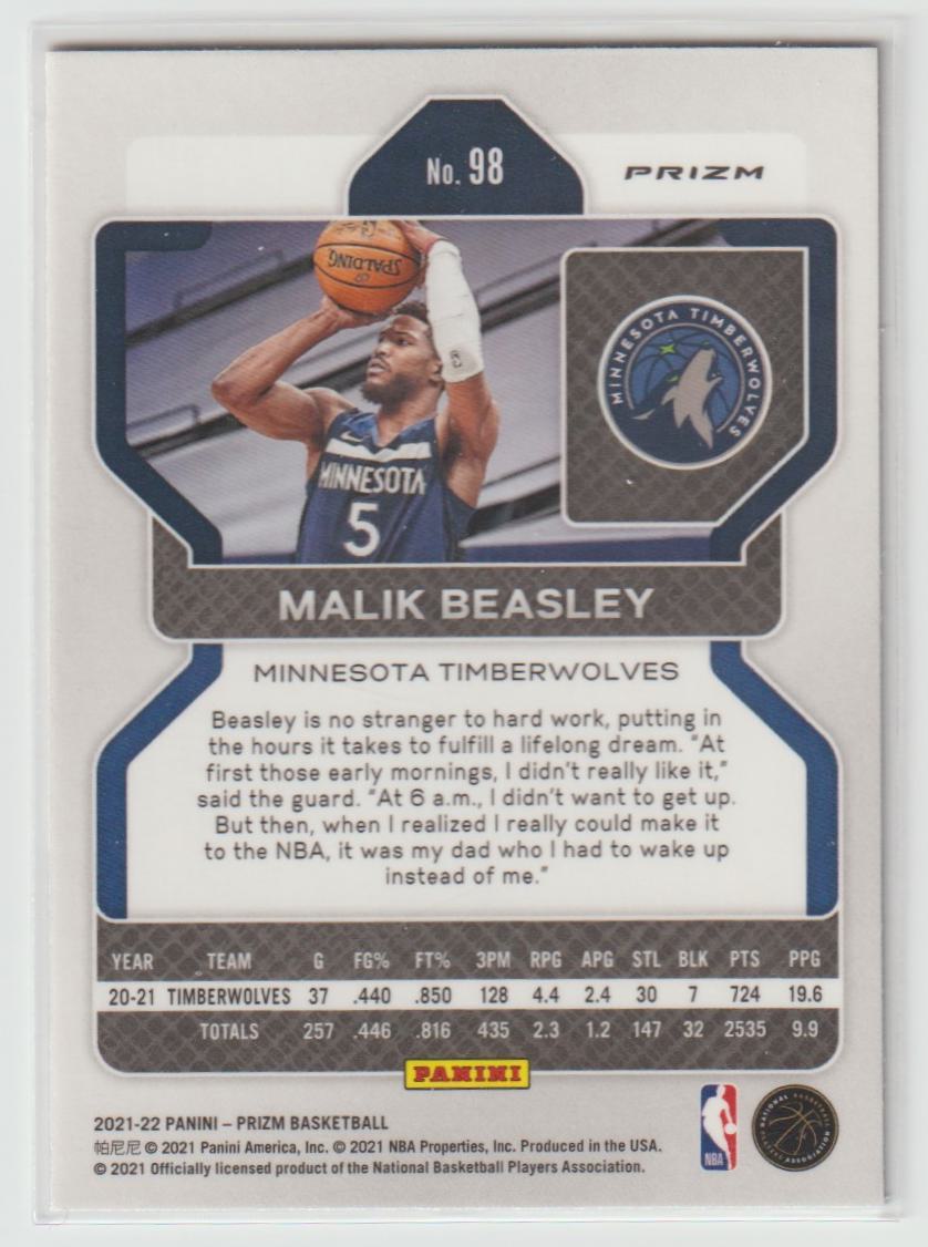 098 Malik Beasley - Minnesota Timberwolves Red White Blue Prizm