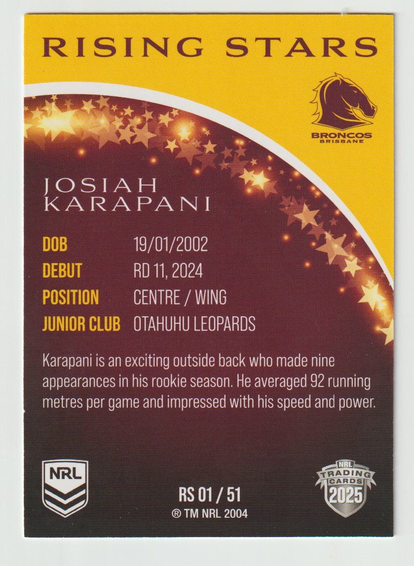 Rising Stars RS 001 BRONCOS JOSIAH KARAPANI