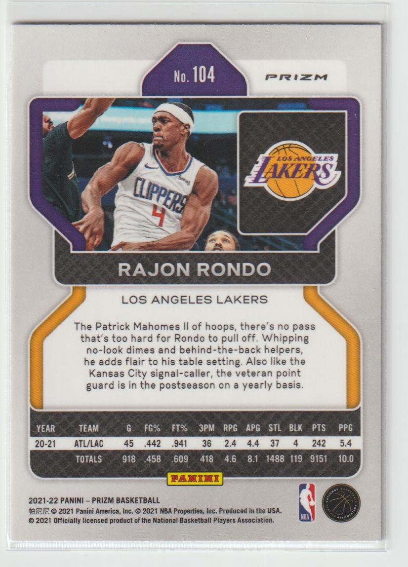 104 Rajon Rondo - Los Angeles Lakers Blue NBA 75th