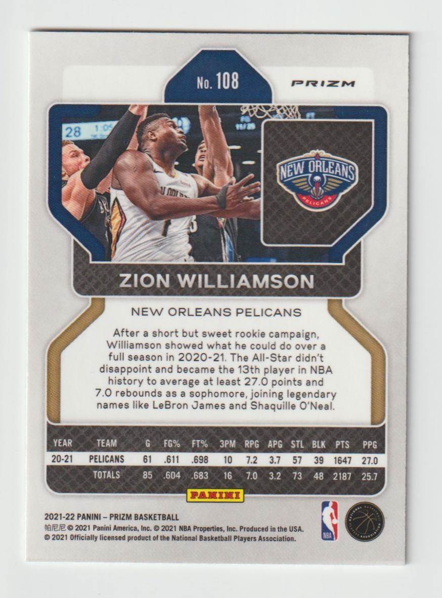 108 Zion Williamson - New Orleans Pelicans Silver Prizm