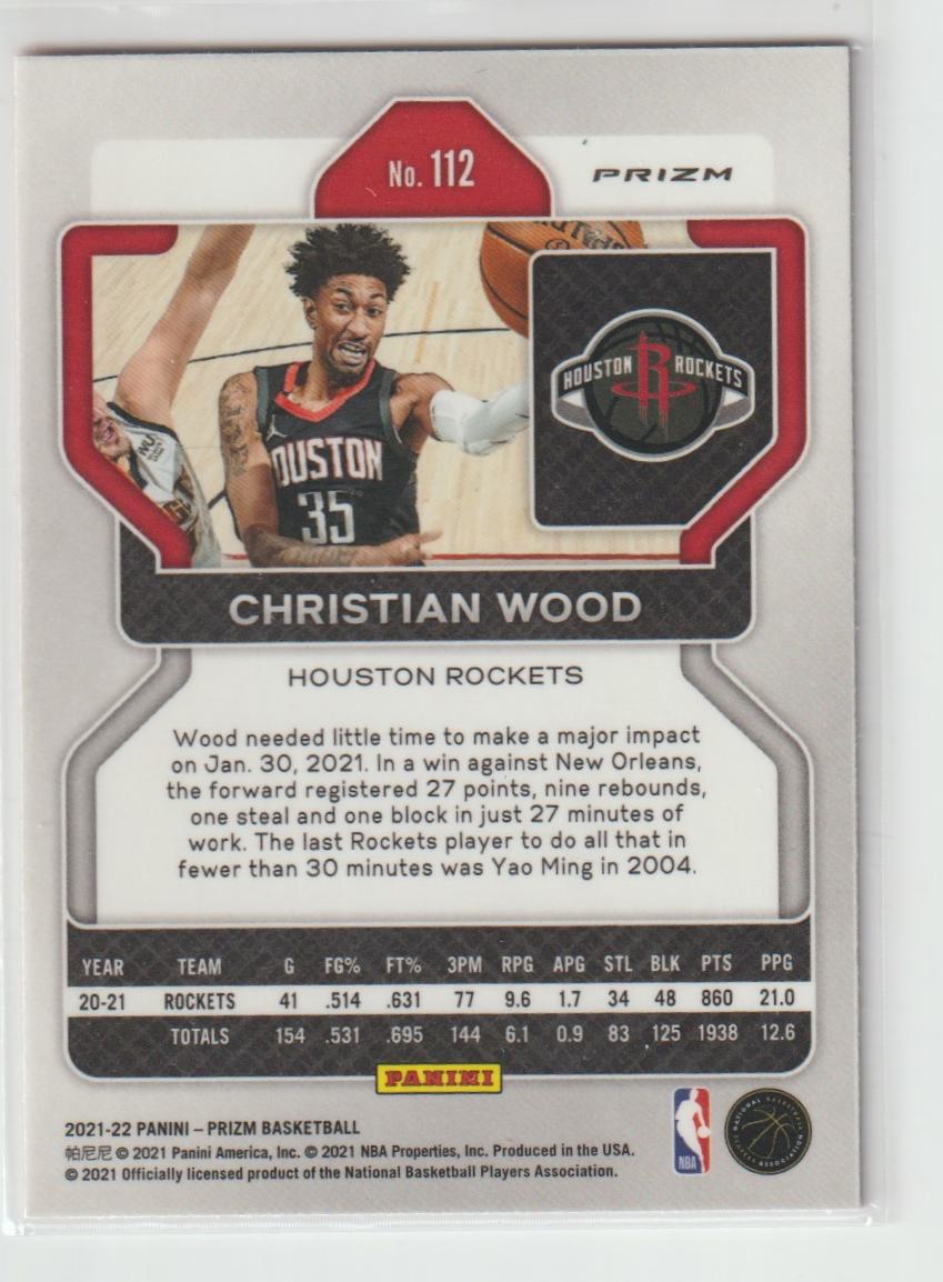 112 Christian Wood - Houston Rockets Pink Ice Prizm