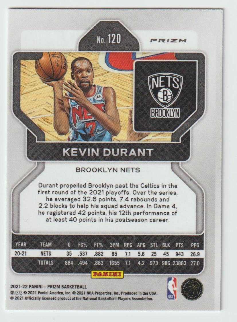 120 Kevin Durant - Brooklyn Nets Silver Prizm
