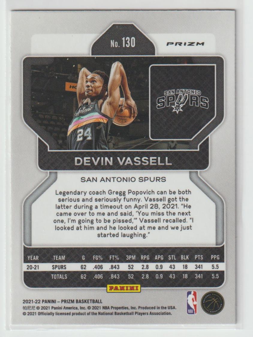 130 Devin Vassell - San Antonio Spurs Ice Prizm