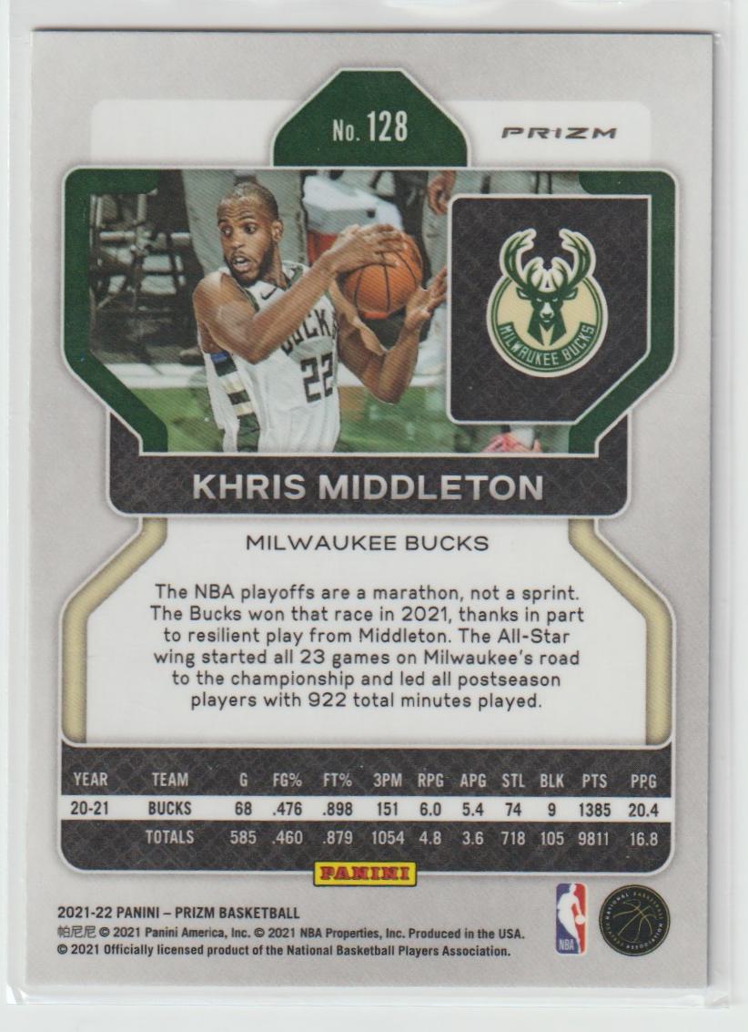 128 Khris Middleton - Milwaukee Bucks Green Prizm