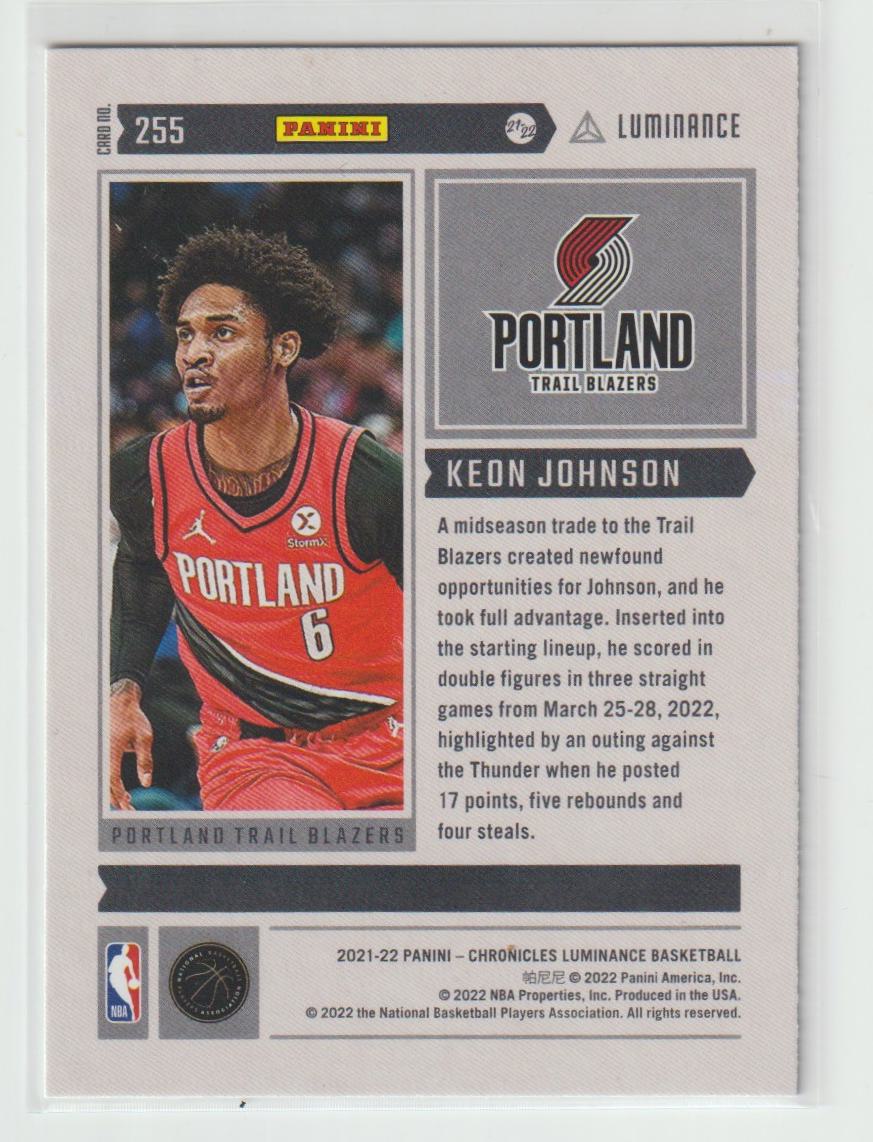 255 Keon Johnson - Portland Trail Blazers
