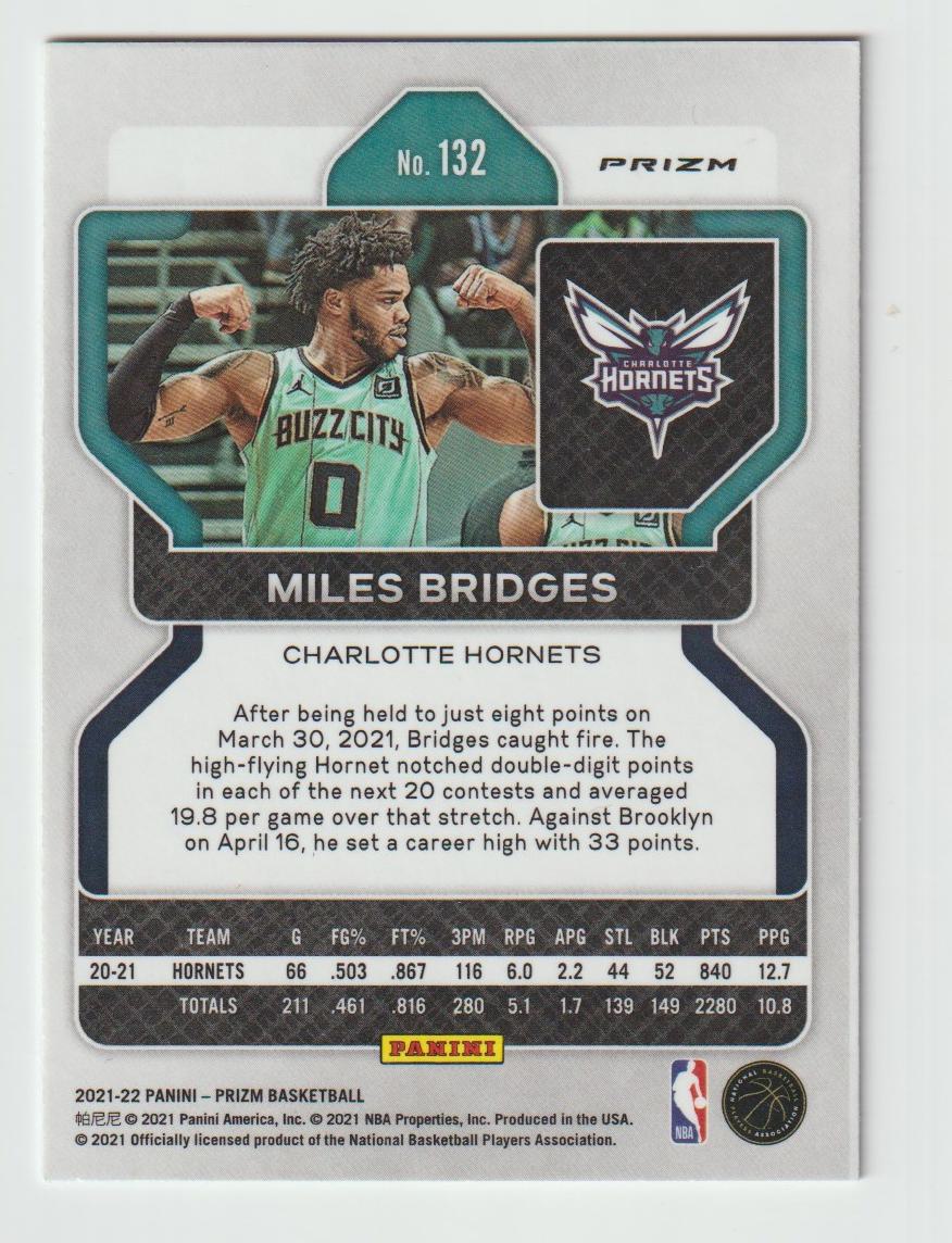 132 Miles Bridges - Charlotte Hornets Silver Prizm