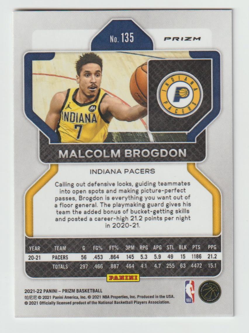 135 Malcolm Brogdon - Indiana Pacers Ice Prizm