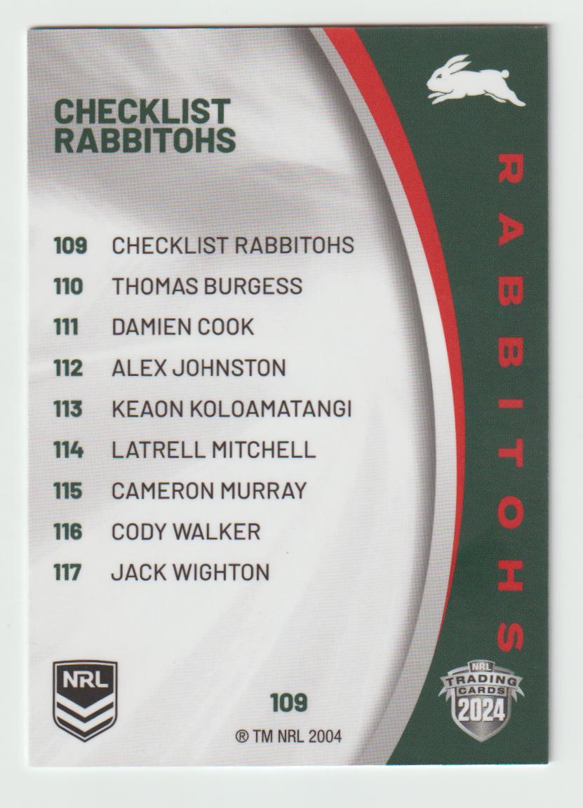 109 RABBITOHS CHECKLIST