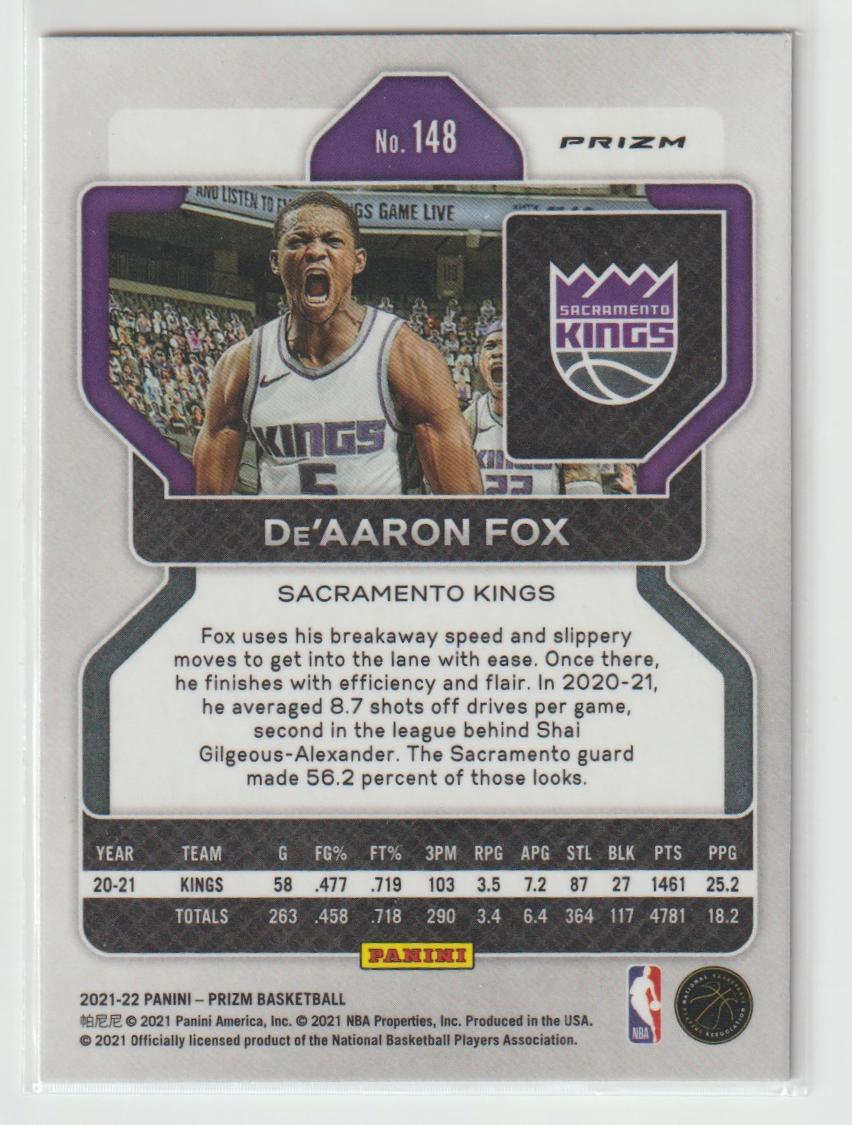 148 De'Aaron Fox - Sacramento Kings Silver Prizm
