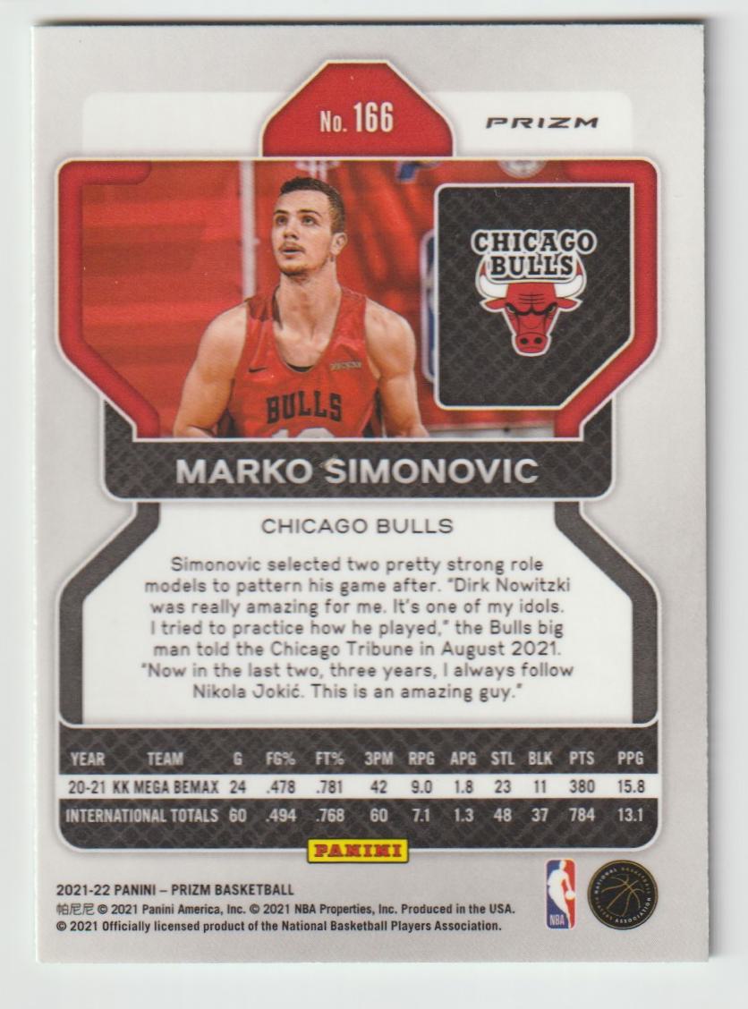 166 Marko Simonovic - Chicago Bulls Green Prizm