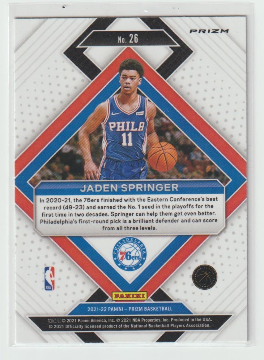 Emergent 26 Jaden Springer - Philadelphia 76ers Green Wave