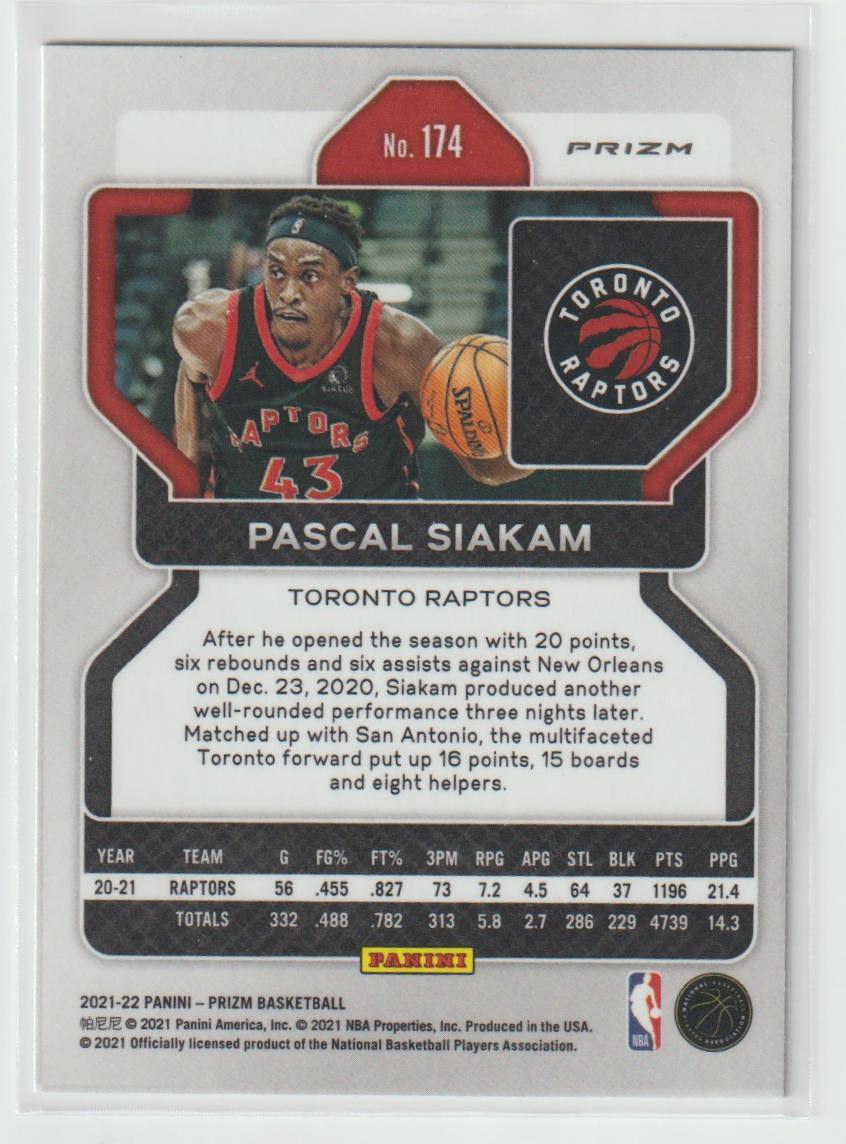 174 Pascal Siakam - Toronto Raptors Silver Prizm