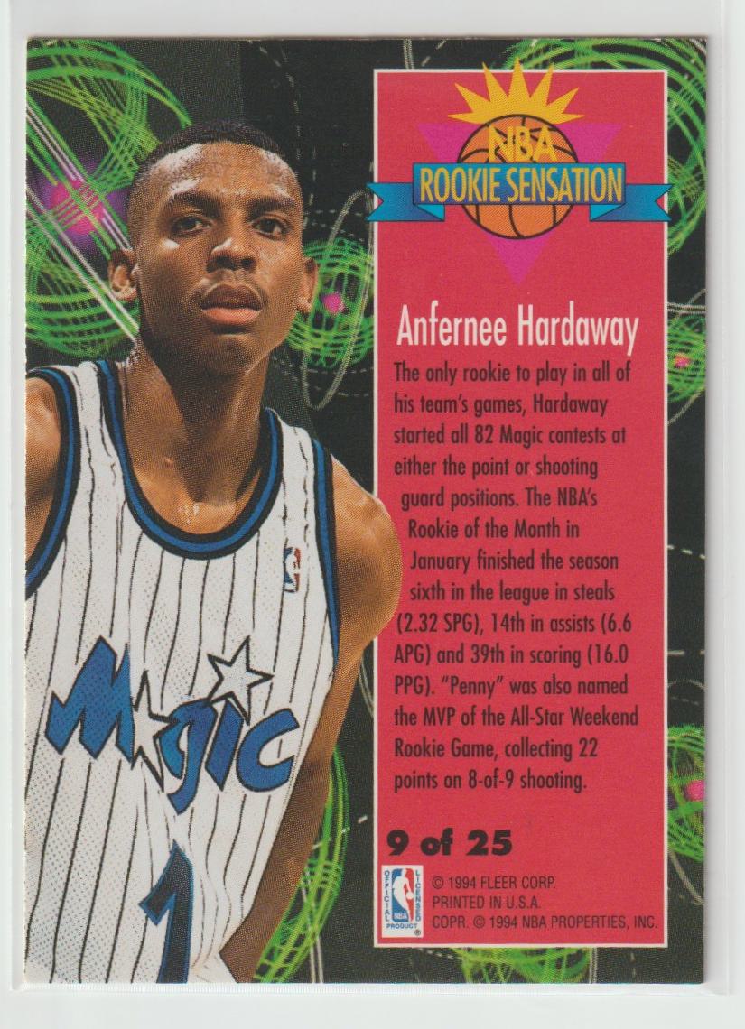 NBA Rookie Sensation 9 Anfernee Hardaway Orlando Magic