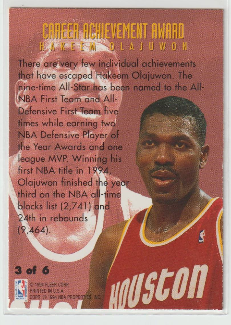 Career Achievement Award 3 Hakeem Olajuwon Houston Rockets