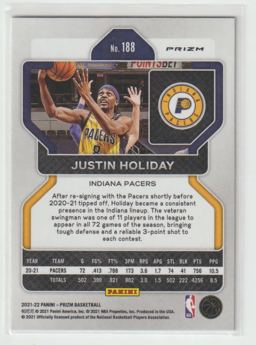 188 Justin Holiday - Indiana Pacers Ice Prizm