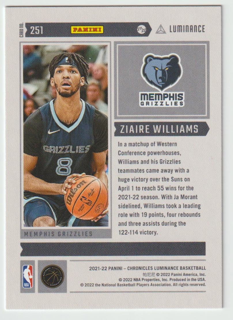 251 Ziaire Williams - Memphis Grizzlies Green