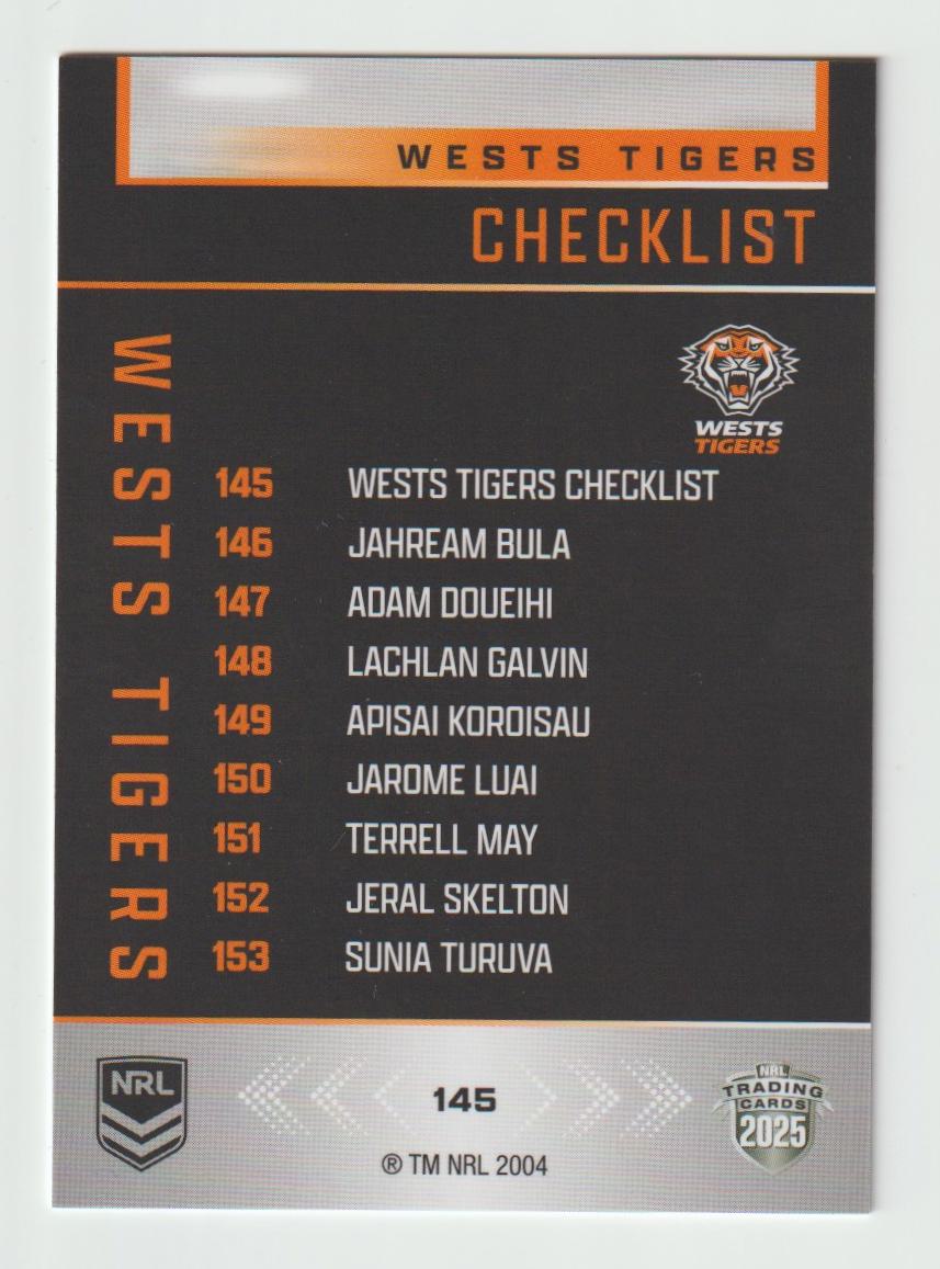 145 WESTS TIGERS CHECKLIST