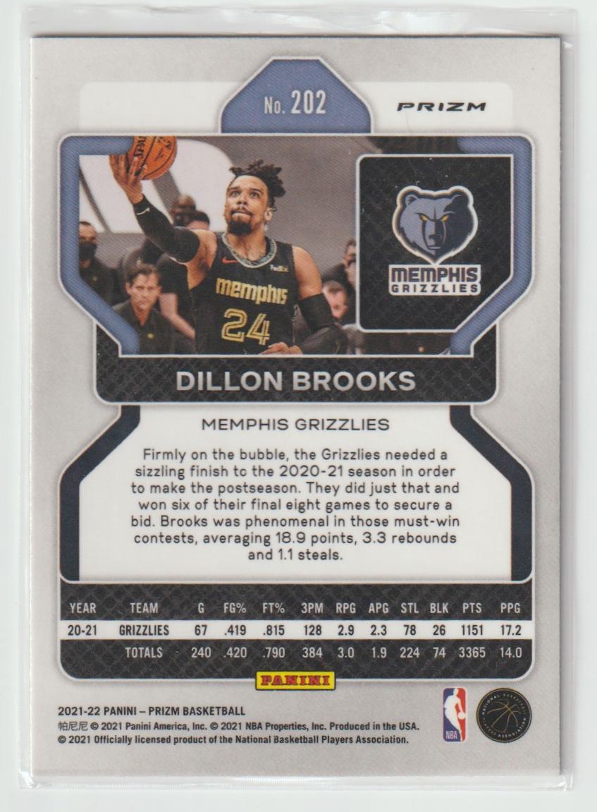 202 Dillon Brooks - Memphis Grizzlies Purple Wave Prizm