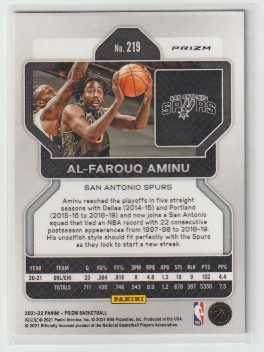 219 Al-Farouq Aminu - San Antonio Spurs Ice Prizm