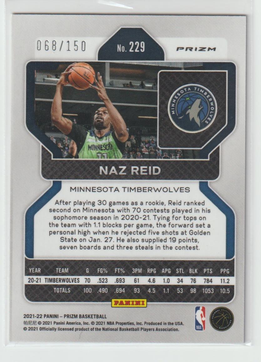 229 Naz Reid - Minnesota Timberwolves Blue Fast Break Prizm 68/150