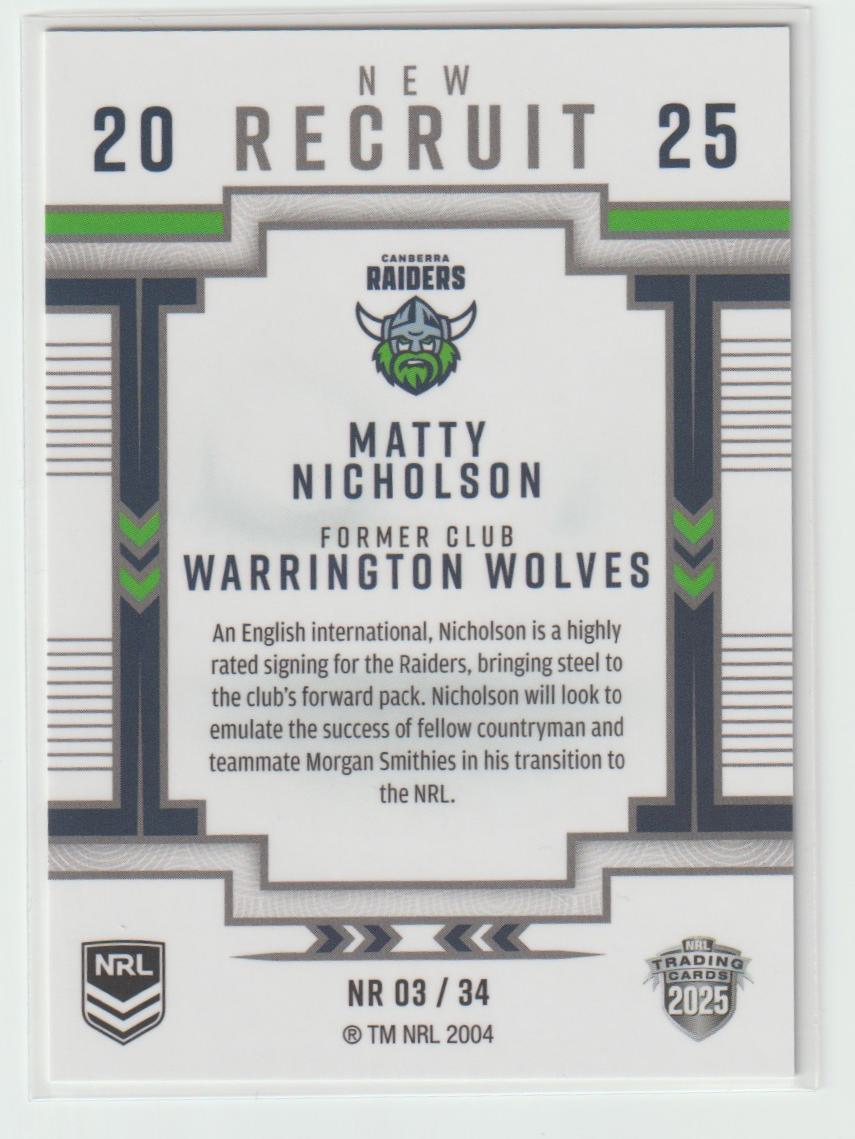 NR03/34  RAIDERS MATTY NICHOLSON
