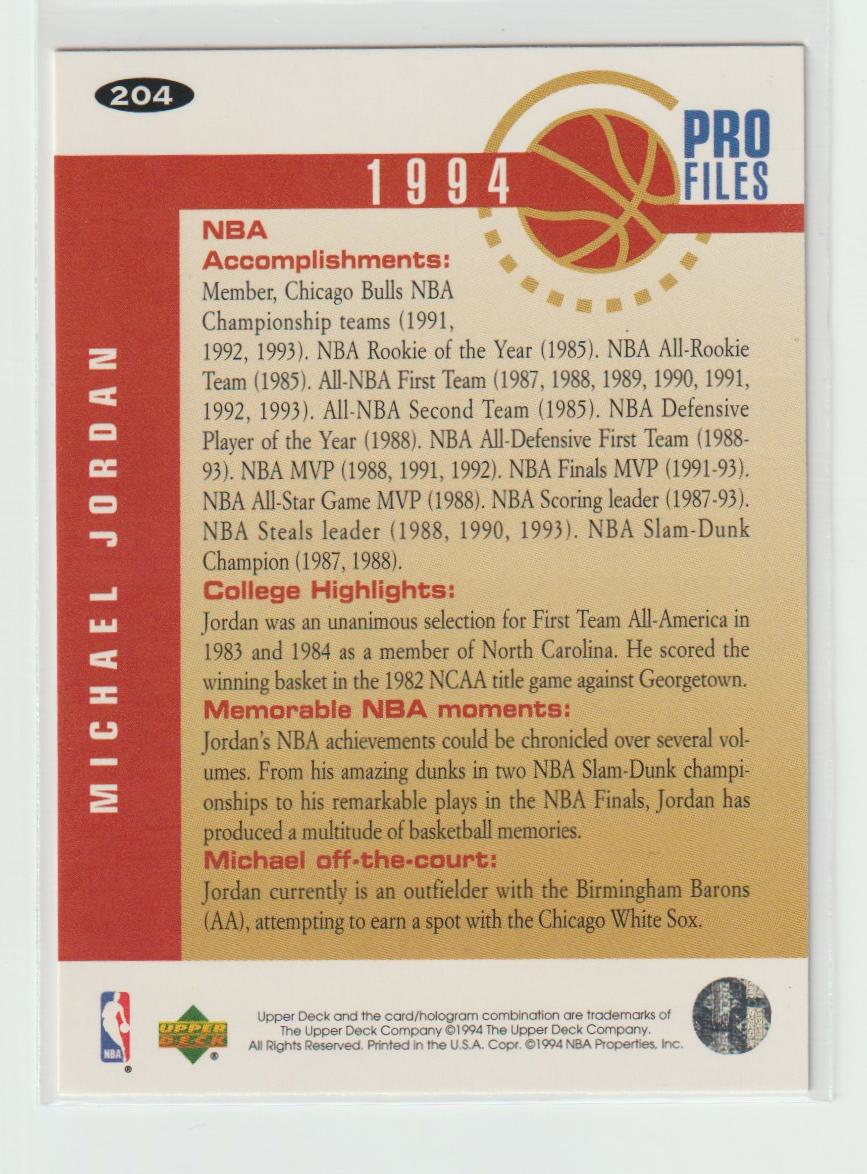204 Michael Jordan Chicago Bulls