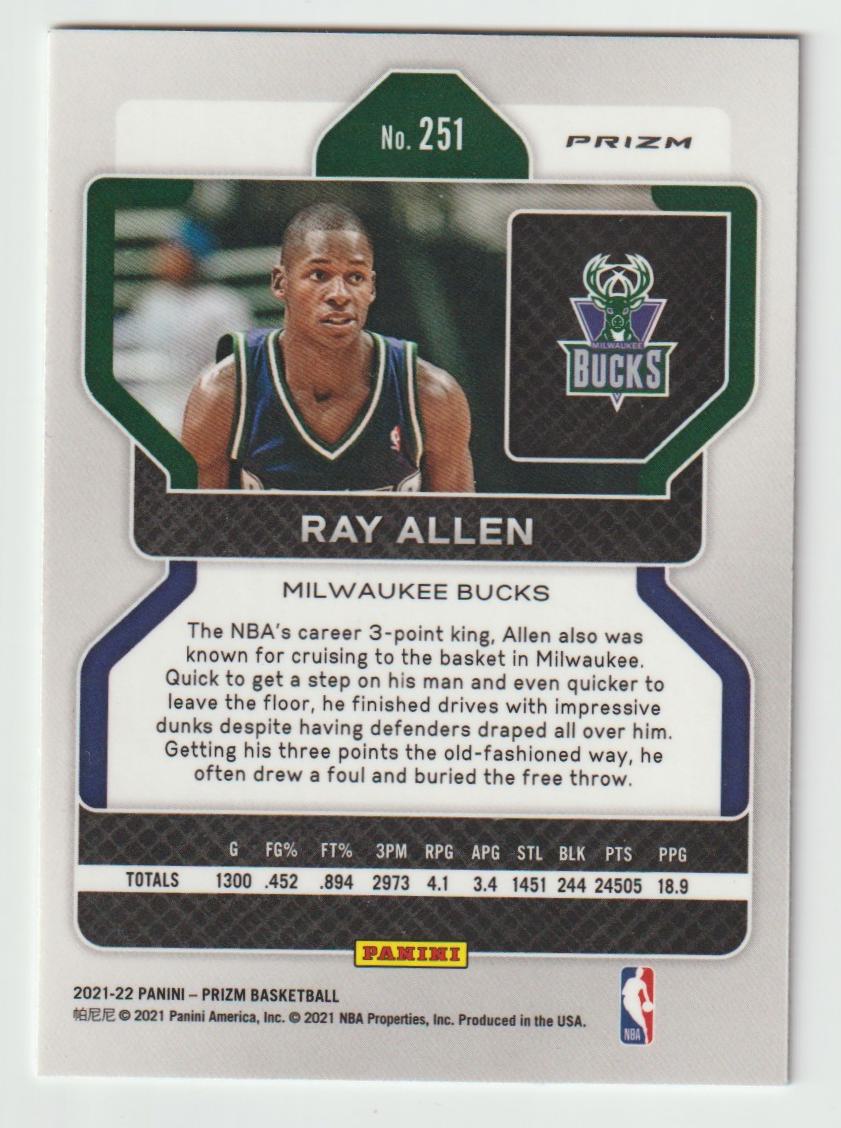 251 Ray Allen - Milwaukee Bucks Silver Prizm