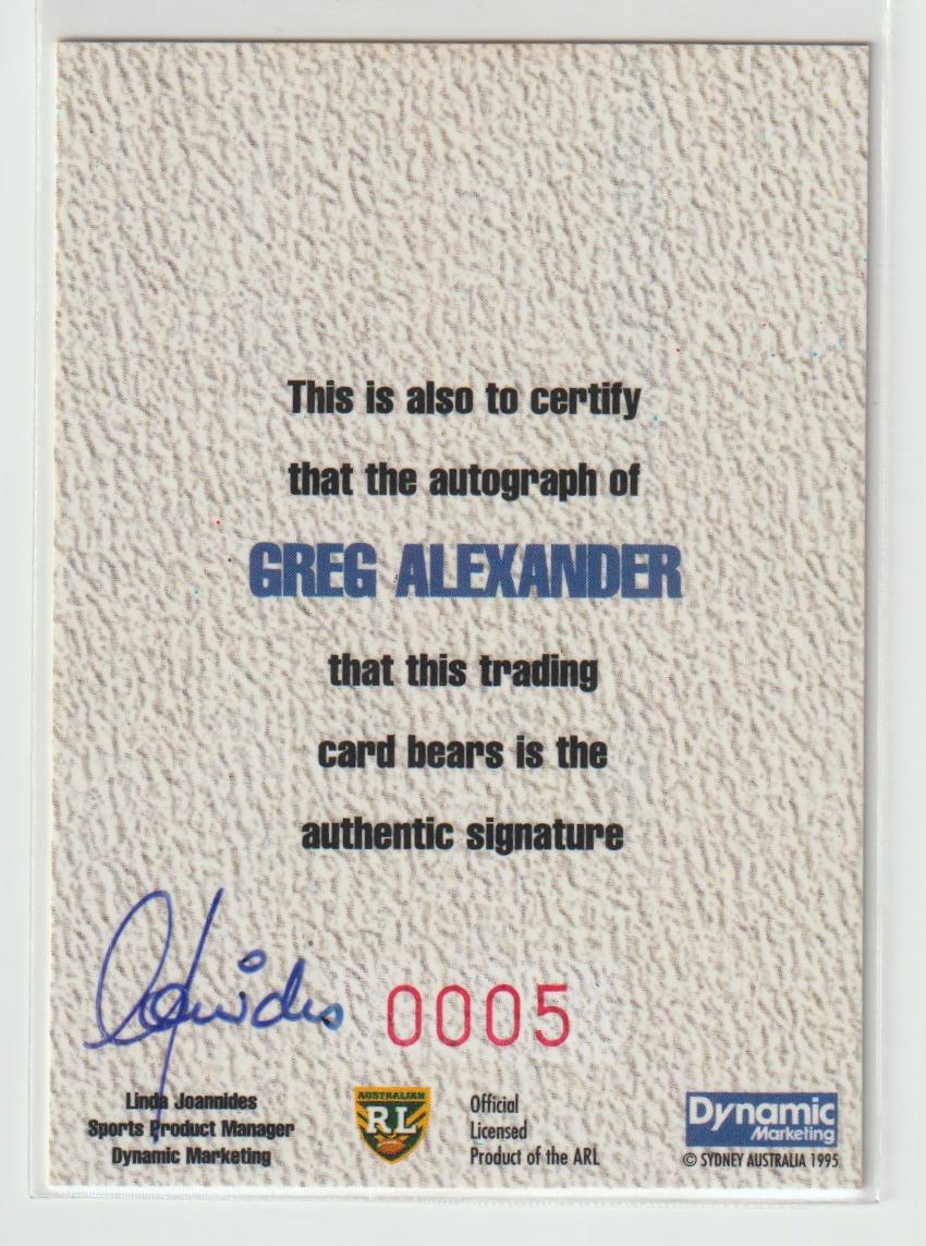 Playmakers P5 Greg Alexander Auckland Warriors 5/1000