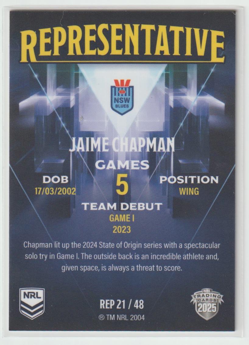 REP21/48 NSW SKY BLUES JAIME CHAPMAN