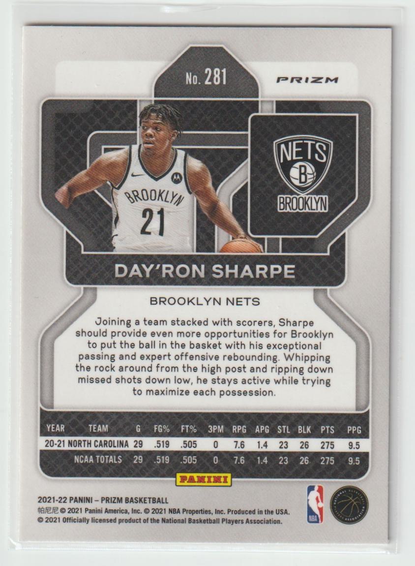 281 Day'Ron Sharpe - Brooklyn Nets Red Ice Prizm