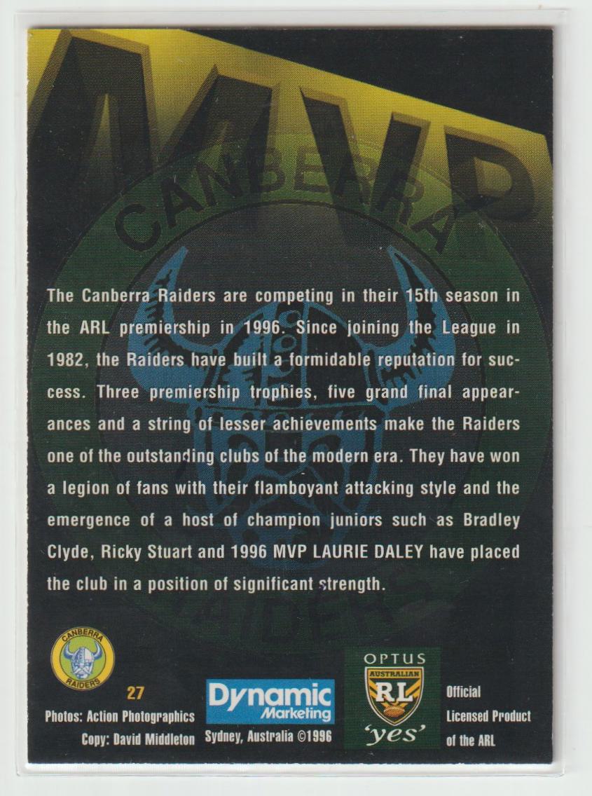 MVP Signature 3 Laurie Daley Canberra Raiders 286/400